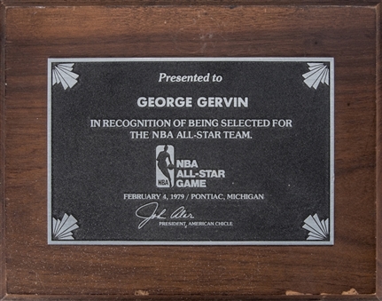 1979 George Gervin All Star Recognition Plaque Award (Gervin LOA)